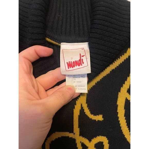 Rare vintage Monde 80’s graphic wool turtle neck size 40/L - Picture 3 of 11